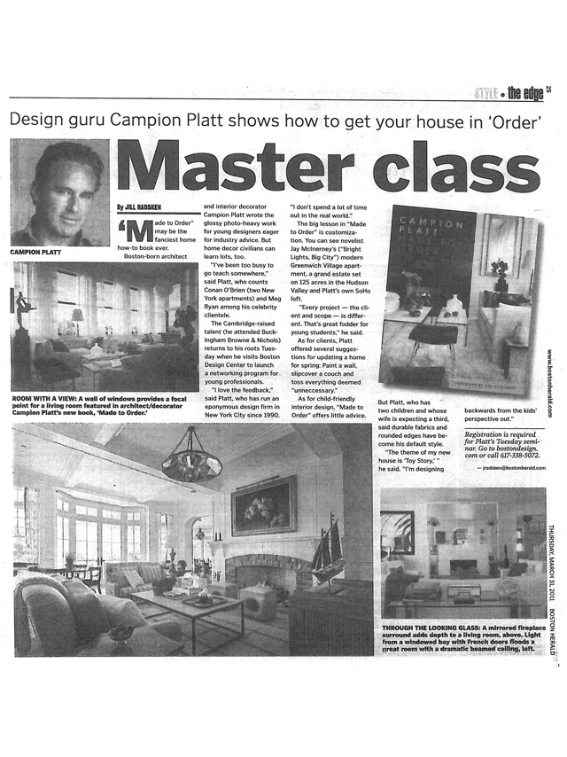 Master Class Design Guru Campion Platt shows how to get your house in ‘order’